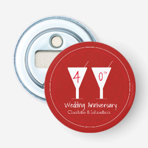40th Ruby Wedding Anniversary cocktail glass Bottle Opener