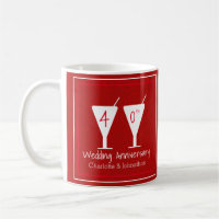 40th Ruby Wedding Anniversary cocktail glass