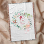 40th Ruby Wedding Anniversary Floral Garland<br><div class="desc">Featuring a delicate watercolor floral garland,  this chic botanical 40th wedding anniversary keepsake throw blanket can be personalised with your special anniversary information in elegant ruby red typography. Designed by Thisisnotme©</div>