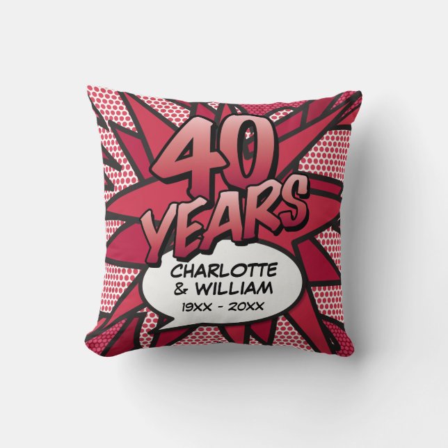 40th Ruby Wedding Anniversary Fun Comic Book Cushion (Front)