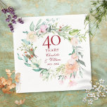 40th Ruby Wedding Anniversary Garland Floral Napkin<br><div class="desc">Featuring a delicate watercolor floral greenery garland,  this chic botanical 40th wedding anniversary napkin can be personalised with your special ruby anniversary information. Designed by Thisisnotme©</div>