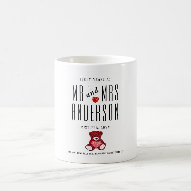40th RUBY Wedding Anniversary Gift Personalised Coffee Mug (Center)
