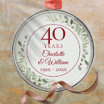 40th Ruby Wedding Anniversary Greenery Metal Tree Decoration<br><div class="desc">Featuring delicate soft watercolor leaves,  this chic botanical 40th wedding anniversary design can be personalized with your special forty-anniversary information in elegant ruby text. Designed by Thisisnotme©</div>