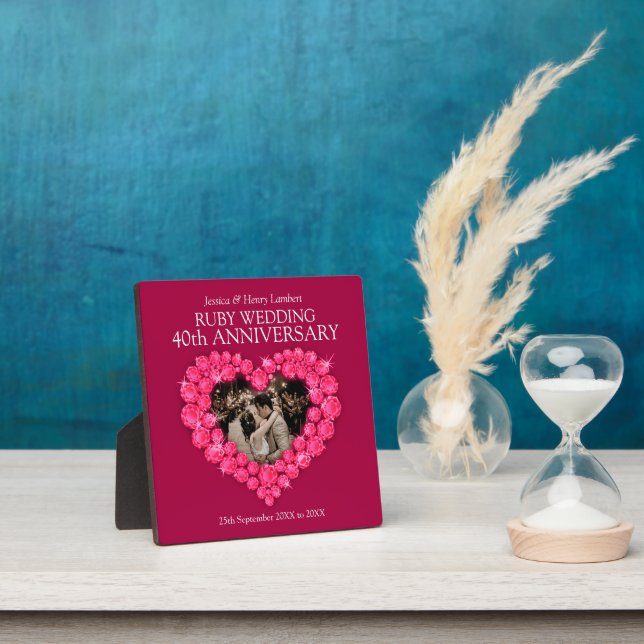 40th Ruby wedding anniversary heart photo Plaque (Insitu)