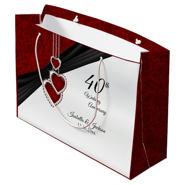 40th Ruby Wedding Anniversary - Large Large Gift Bag (Back Angled)