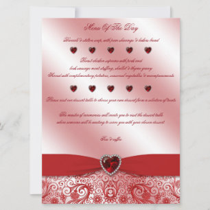 40th Ruby Wedding Anniversary Menu Card