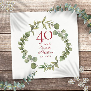 40th Ruby Wedding Anniversary Modern Greenery Napkin