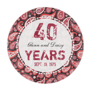 40th Ruby Wedding Anniversary Paisley Pattern Cutting Board