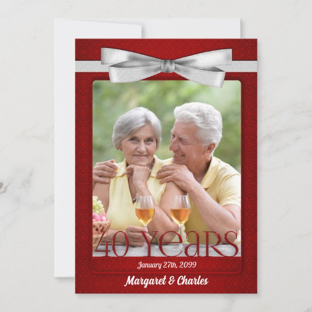 40th Ruby Wedding Anniversary Photo Invitation (Front)