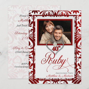 40th Ruby Wedding Anniversary Photo Invitation