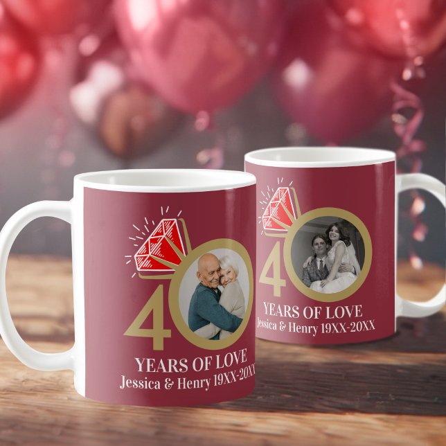 40th ruby wedding anniversary photo now and then coffee mug (Creator Uploaded)