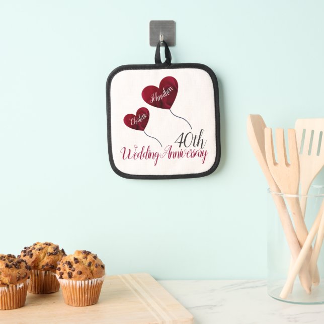 40th Ruby Wedding Anniversary Pot Holders (Insitu(Hanging))