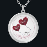 40th ruby wedding anniversary red heart silver plated necklace<br><div class="desc">Personalized 40th ruby wedding anniversary necklace with red heart balloons. A beautiful and romantic gift for a husband to give his wife after forty years of marriage or for a woman to purchase for an anniversary party. Matching bracelets and earrings are also available in this design. The design show is...</div>