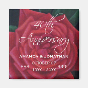 40th Ruby Wedding Anniversary Red Rose Magnet
