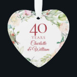 40th Ruby Wedding Anniversary Roses Garland Ornament<br><div class="desc">Featuring a delicate watercolor floral garland,  this chic botanical 40th wedding anniversary keepsake can be personalised with your special anniversary information in an elegant ruby text. Designed by Thisisnotme©</div>
