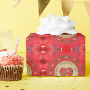 40th Ruby Wedding Anniversary Wrapping Paper