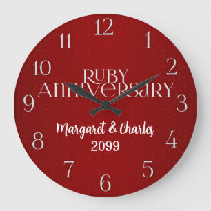 40th Ruby Wedding Annivsersary Names Year Large Clock