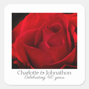 40th Ruby wedding rose Square Sticker