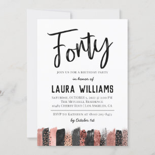 40th Script Word Birthday Invitation