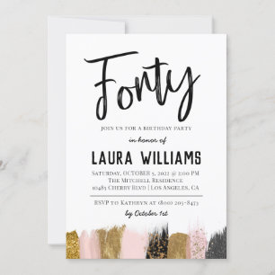 40th Script Word Birthday Invitation
