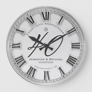 40th Silver Wedding Anniversary Large Clock