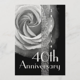 40th SURPRISE Wedding Anniversary SILVER Rose Invitation