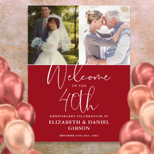 40th Wedding Anniversary 2 Photo Welcome Sign
