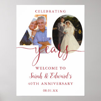 40th Wedding Anniversary 2 Photo Welcome Sign
