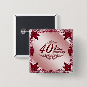 40th Wedding Anniversary Button