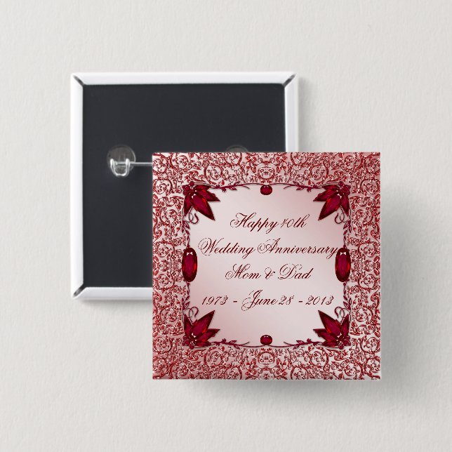 40th Wedding Anniversary Button (Front & Back)