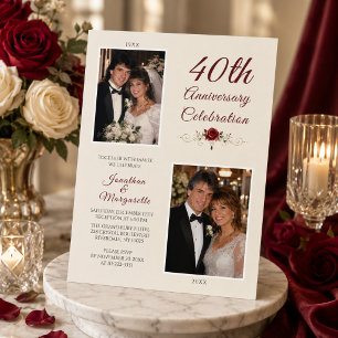 40th Wedding Anniversary Celebration Photo Invitation