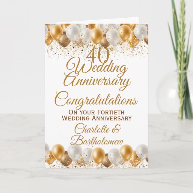 40th Wedding Anniversary Congratulations Card (Front)