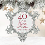 40th Wedding Anniversary Elegant Ruby Snowflake Pewter Christmas Ornament<br><div class="desc">This chic 40th wedding anniversary design can be personalised with your special forty-anniversary information in elegant ruby text. Designed by Thisisnotme©</div>