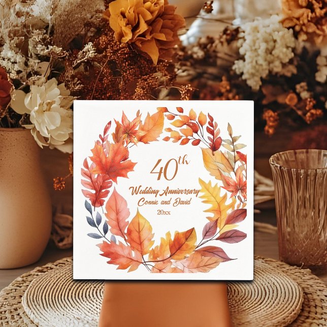 40th Wedding Anniversary Fall Floral Napkin (Creator Uploaded)