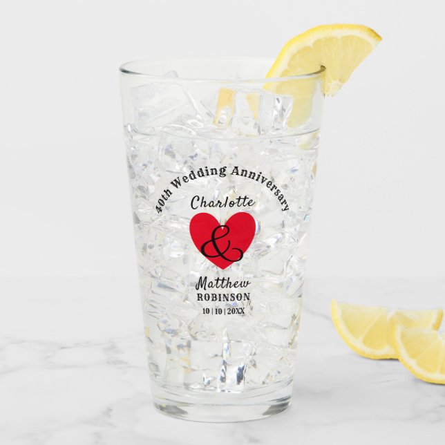 40th Wedding Anniversary Gift Personalised Glass (Back Ice)