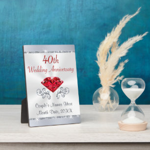 40th Wedding Anniversary Gifts for Friends, Family Plaque