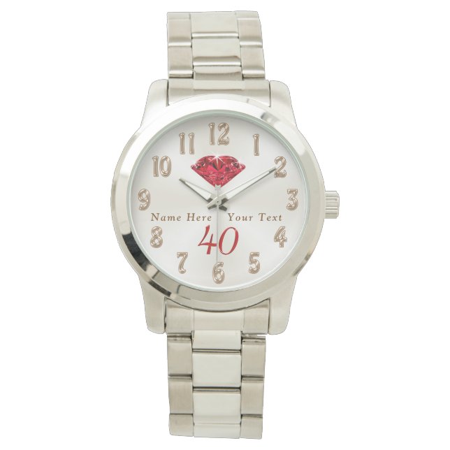 40th Wedding Anniversary Gifts for Wife or Husband Watch (Front)