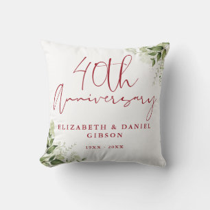 40th Wedding Anniversary Greenery Floral Photo Cushion