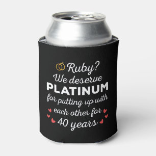 40th Wedding Anniversary I - Ruby Funny Couple Can Cooler