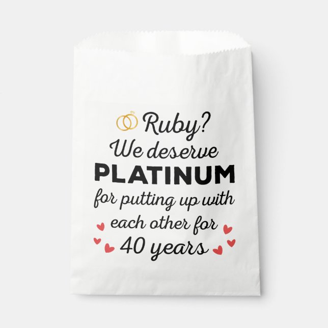 40th Wedding Anniversary I - Ruby Funny Couple Favour Bags (Front)