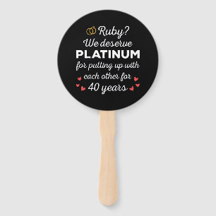 40th Wedding Anniversary I - Ruby Funny Couple Hand Fan