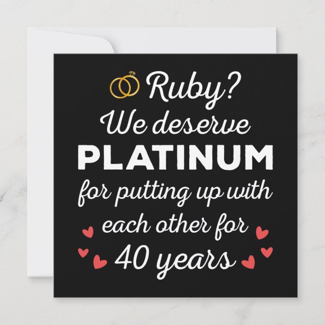40th Wedding Anniversary I - Ruby Funny Couple Invitation (Front)