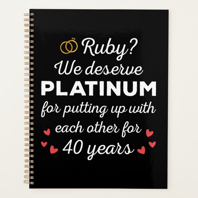 40th Wedding Anniversary I - Ruby Funny Couple Planner (Front)