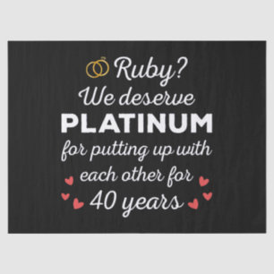 40th Wedding Anniversary I - Ruby Funny Couple Tissue Paper