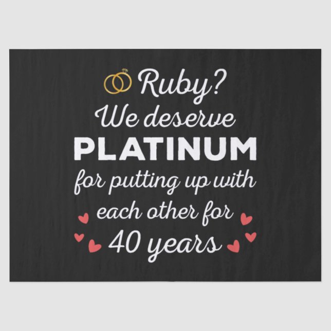 40th Wedding Anniversary I - Ruby Funny Couple Tissue Paper (Front)