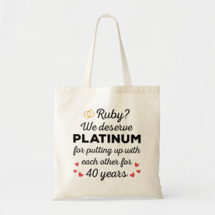 40th Wedding Anniversary I - Ruby Funny Couple Tote Bag