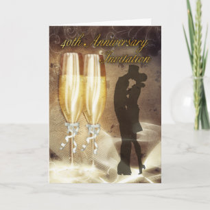 40th Wedding Anniversary Invitation Card - Champag