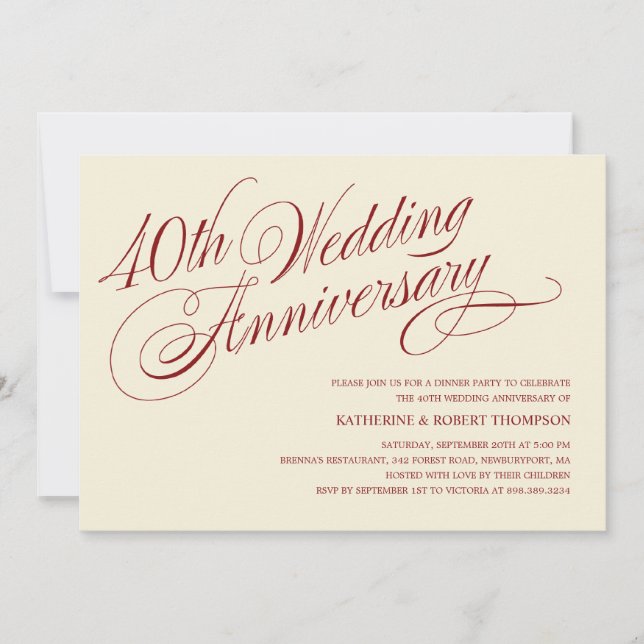 40th Wedding Anniversary Invitations (Front)