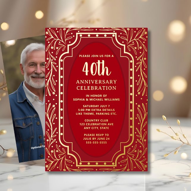 40th Wedding Anniversary Invitations Ruby Red  (Creator Uploaded)