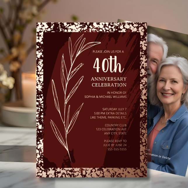 40th Wedding Anniversary Invitations Unique Art  (Creator Uploaded)